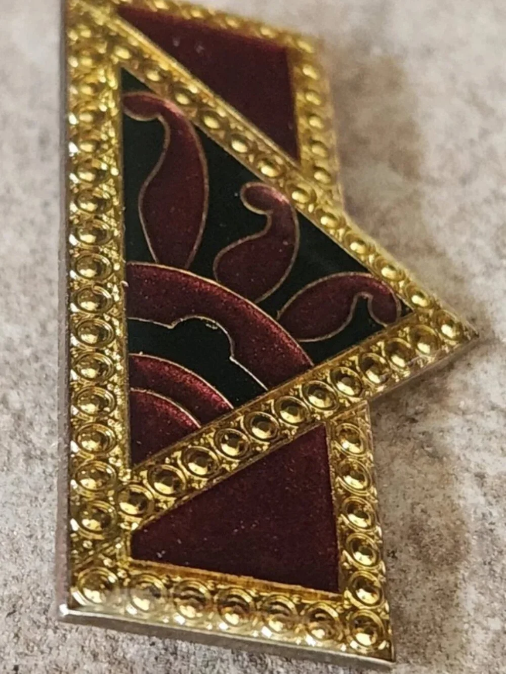 Vtg 1970s Pierre Bex Art Deco Revival Enamel Bar Brooch Pin Geometric Sun Motif - Picture 10 of 14